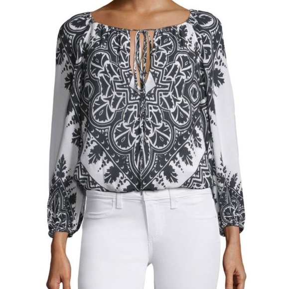 Alice + Olivia Tops - Alice + Olivia Naya Printed Blouson Boho Top Sz XS